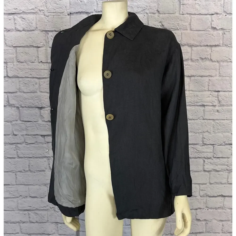 Vintage 90’s LAT NAYLOR THINK TANK black linen top/ jacket size medium to large